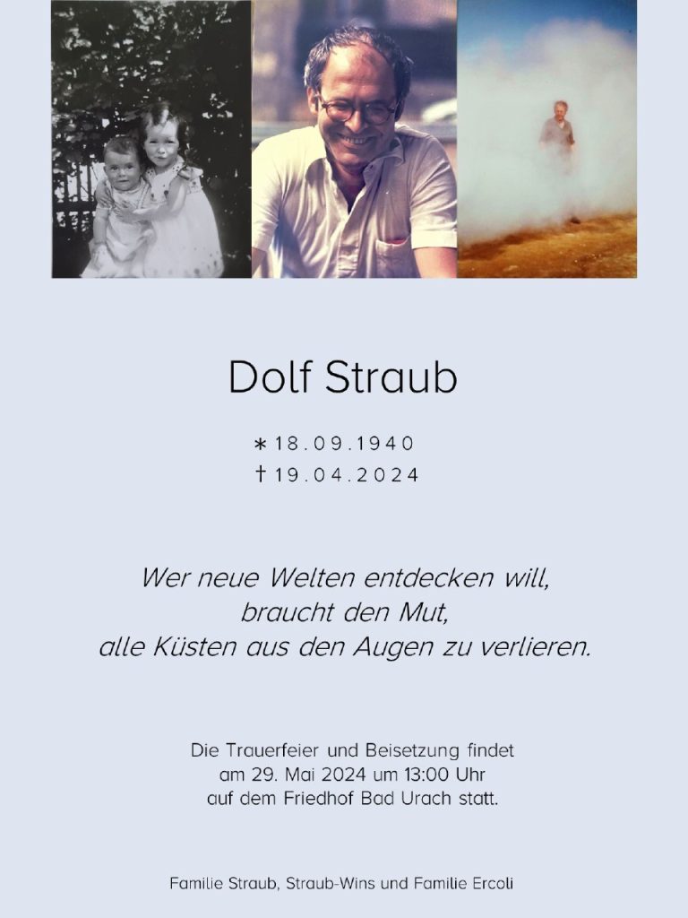 Trauerkarte Dolf Straub
